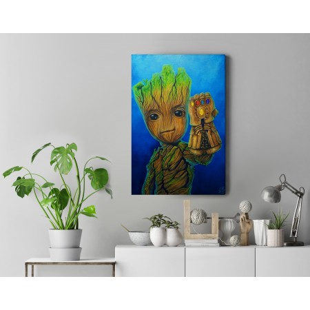 Tisk na plátně, Groot a Thanosova rukavice, 30x40cm